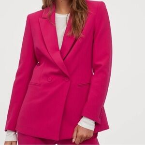 Zara Vibrant Pink Double-Breasted Blazer